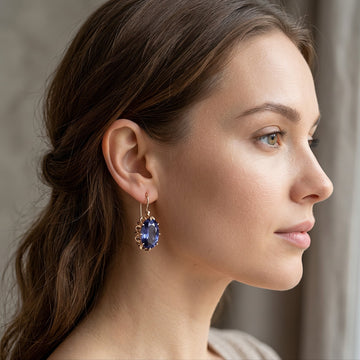 Jayela – Boucles d'oreilles vintage avec zirconiums bleus