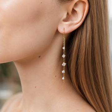Jandi - Boucles d'oreilles en goutte de cristal avec fil