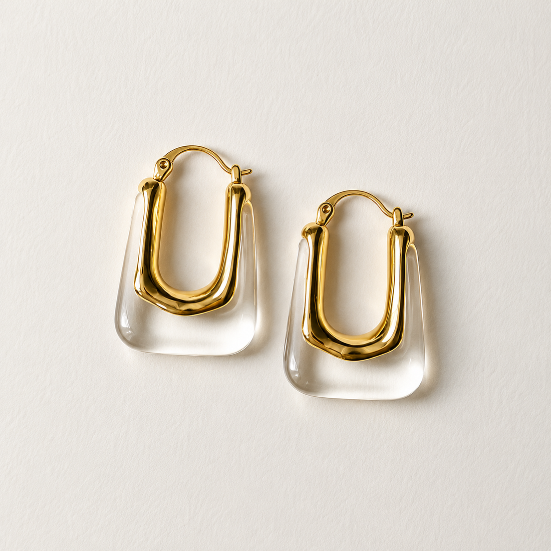 Mia - Boucles d'oreilles rectangulaires claires