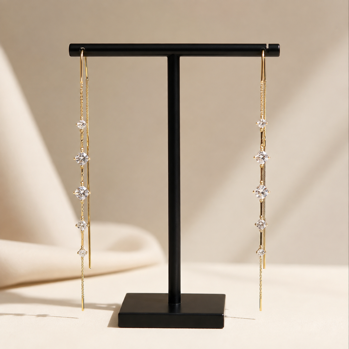 Jandi - Boucles d'oreilles en goutte de cristal avec fil