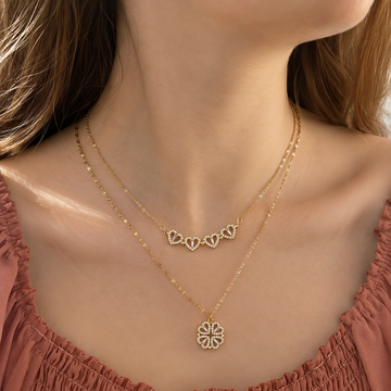 Collier de trèfle à quatre feuilles - Collier magnétique avec cœur