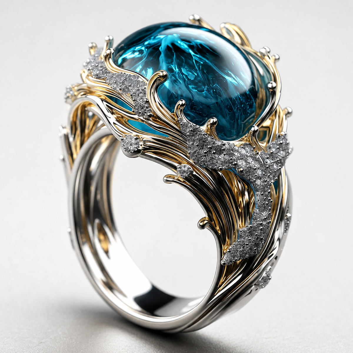 Selena – Bague vintage en cristal océanique