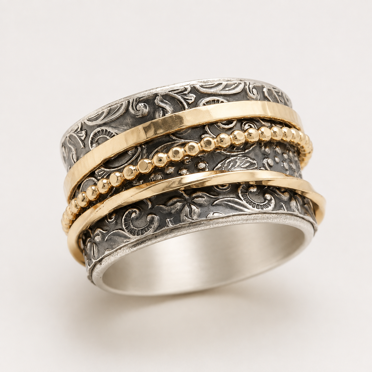 Shyla – Bague ancienne bicolore en or et argent