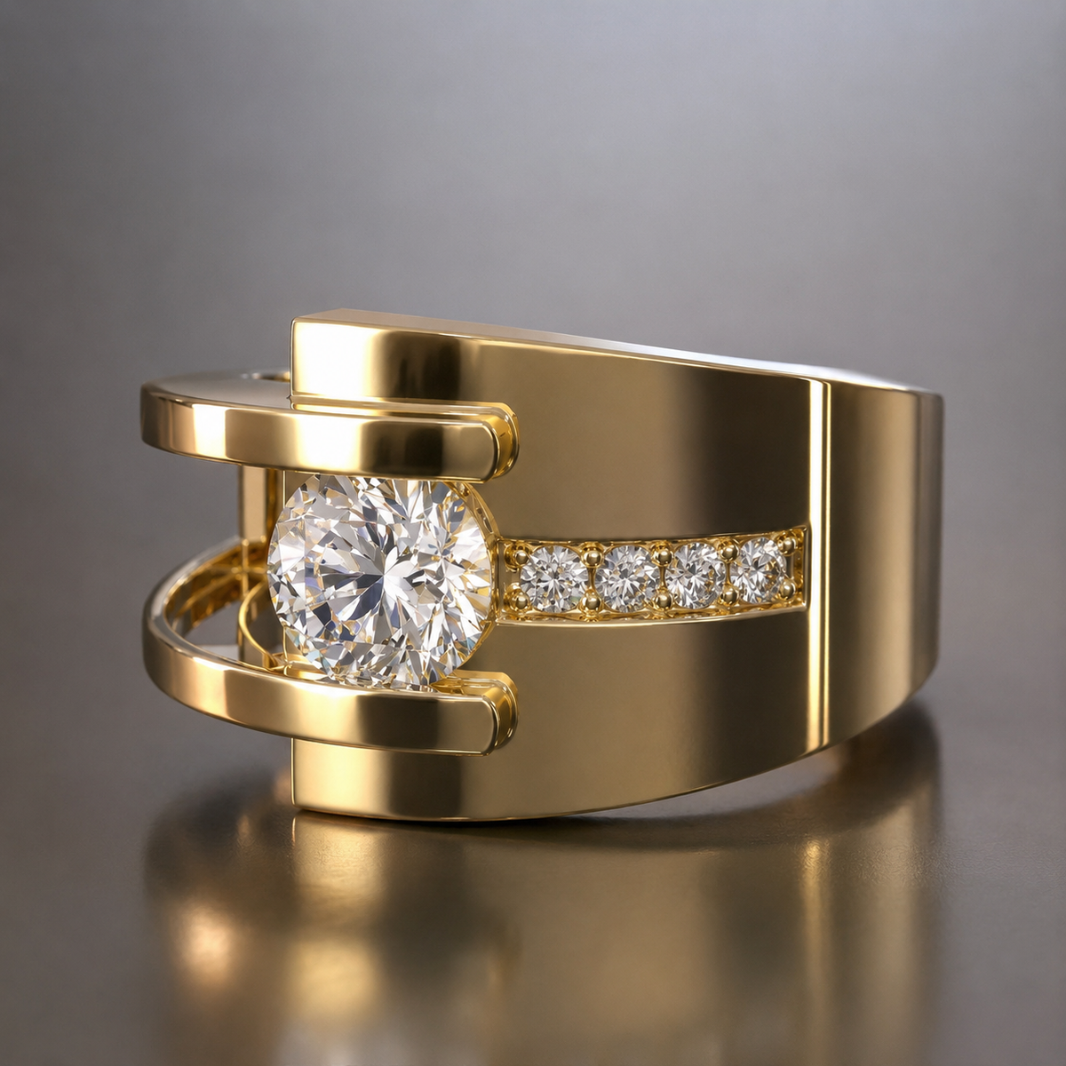 Lyra – Bague vintage en or avec zircon irrégulier