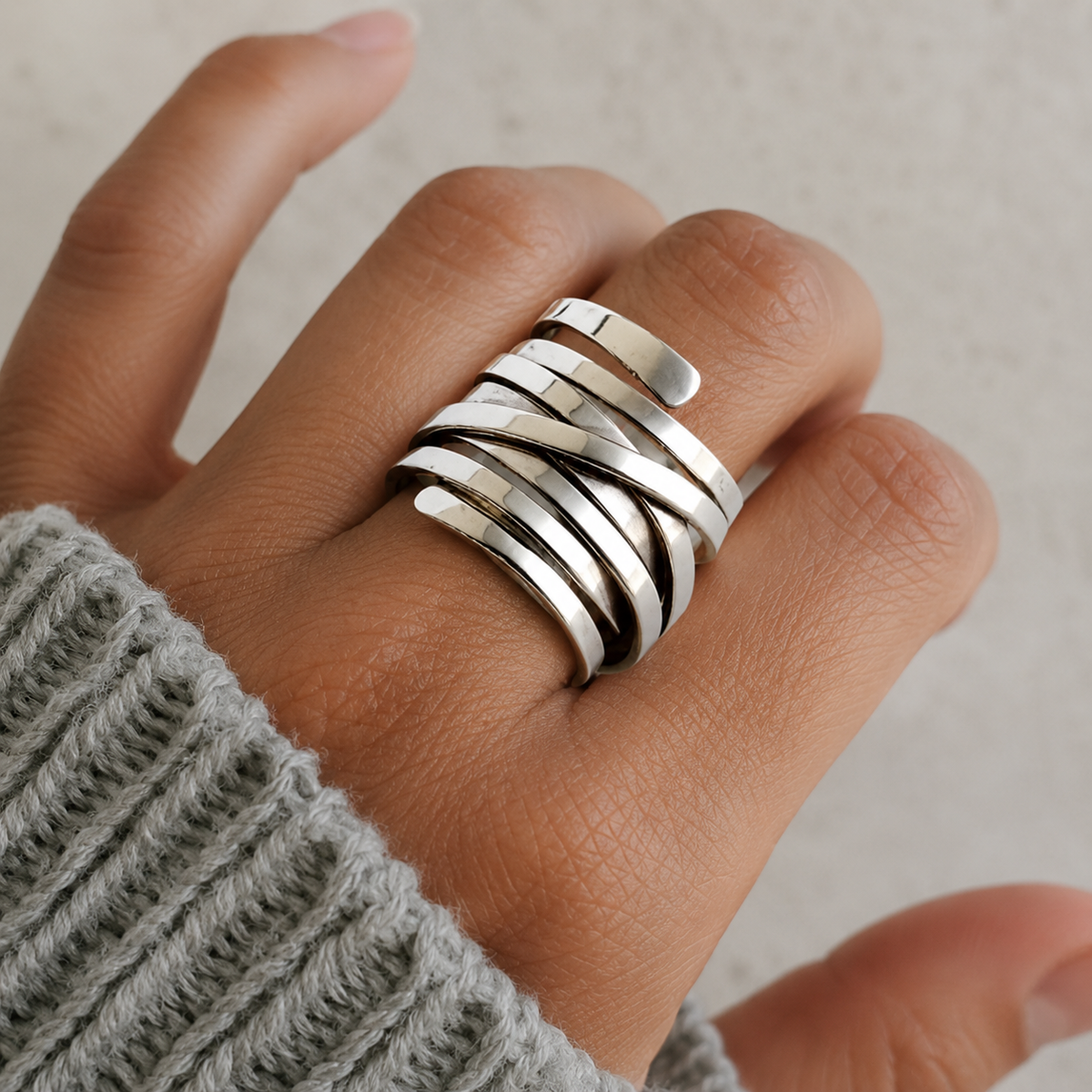 Bliss – Bague en argent vintage épaisse