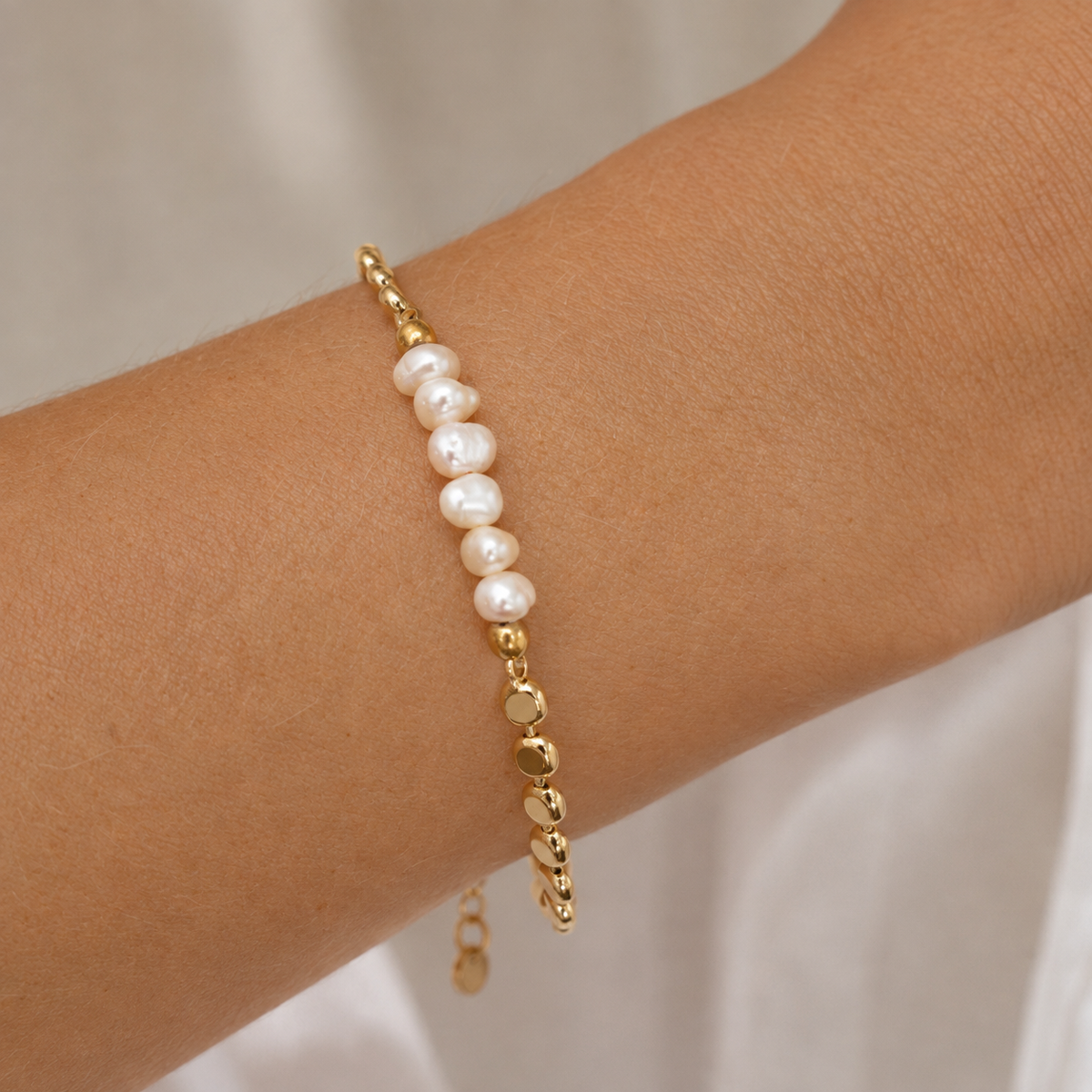 Siena - Bracelet de perles avec chaîne de disque