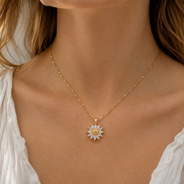 Jennie – Collier de tournesol en cristal avec finition dorée