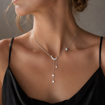 Lunara – Collier en Argent avec Lune et Étoiles