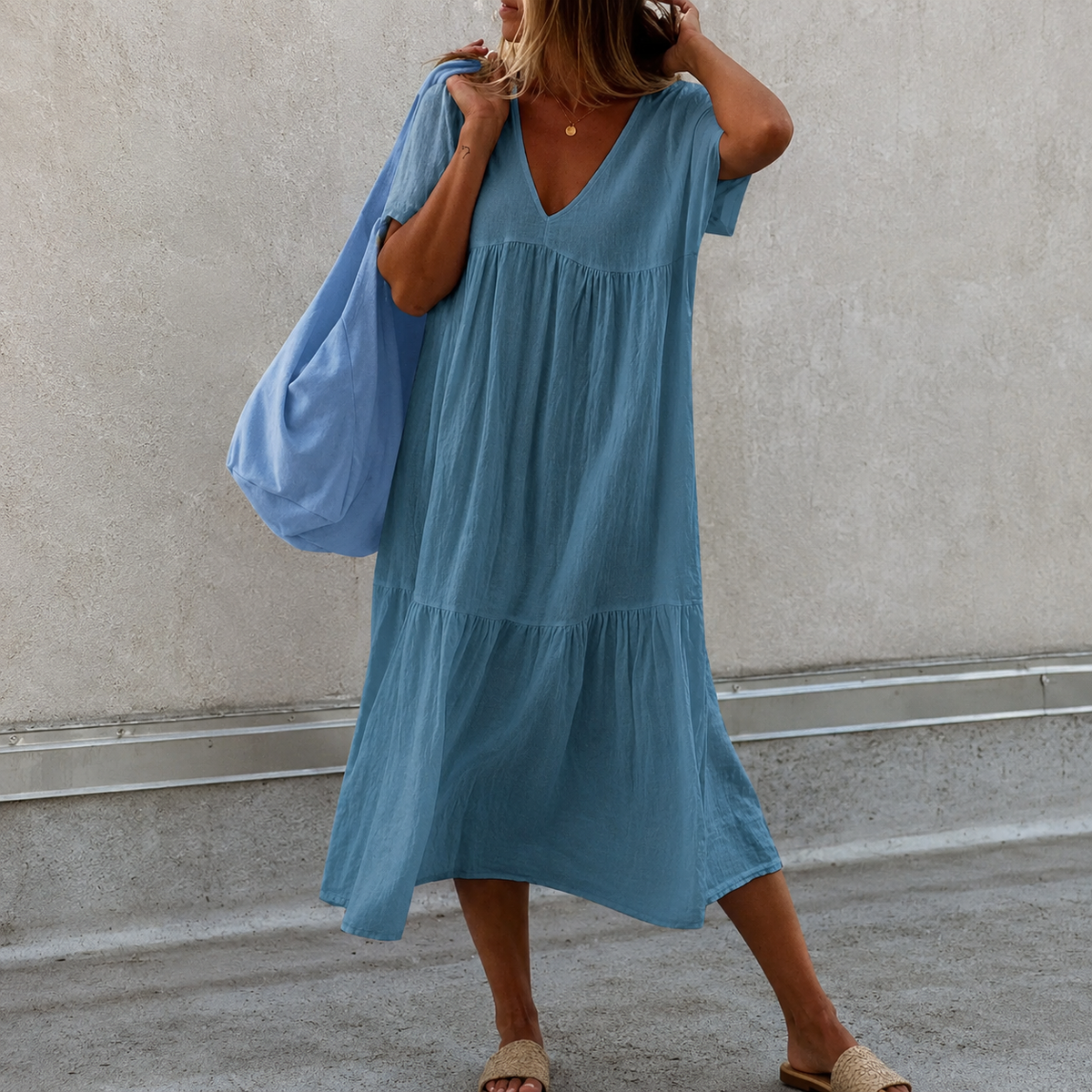Deanna - Robe décontractée polyvalente et confortable avec col en V