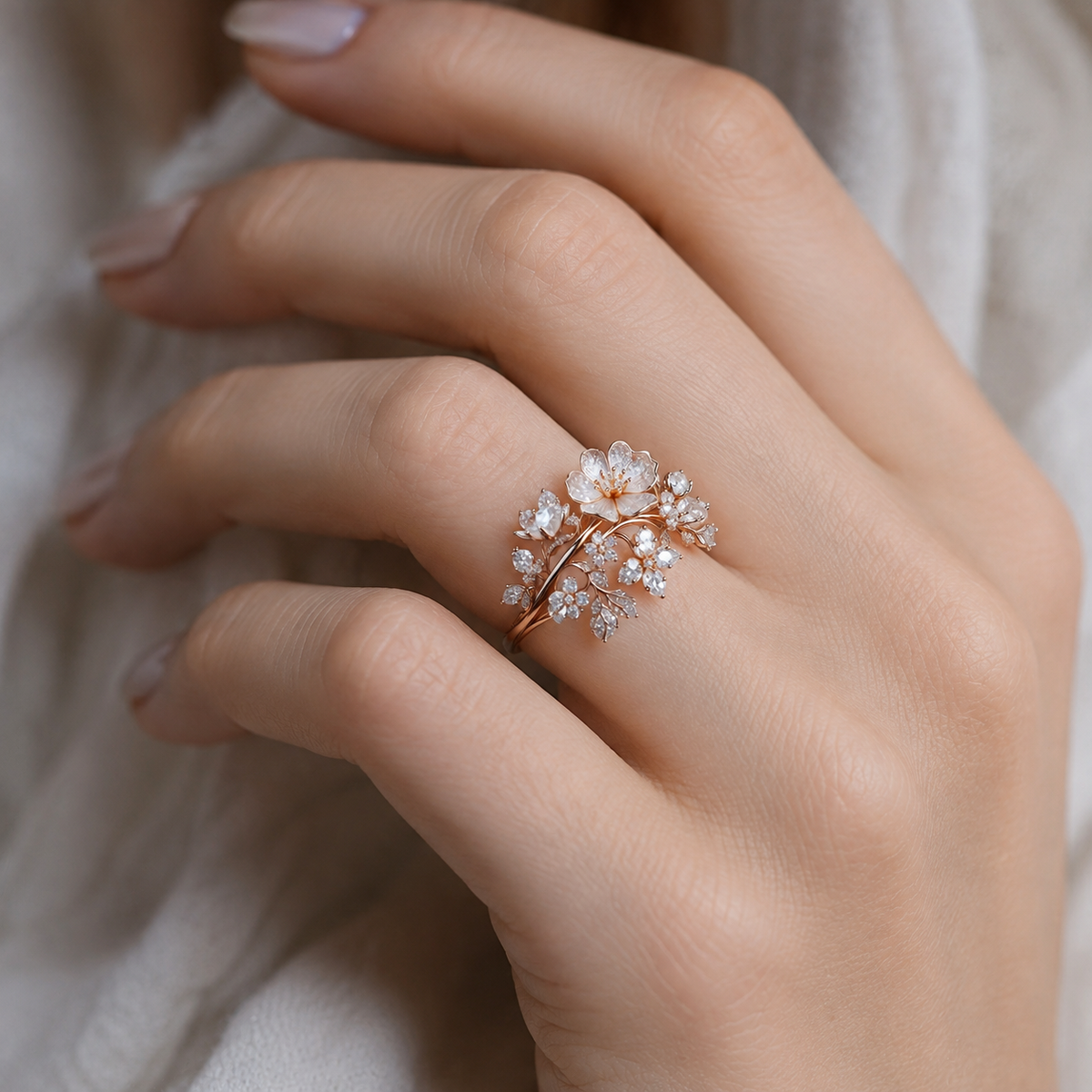 Viviane – Bague fleur en cristal brillant