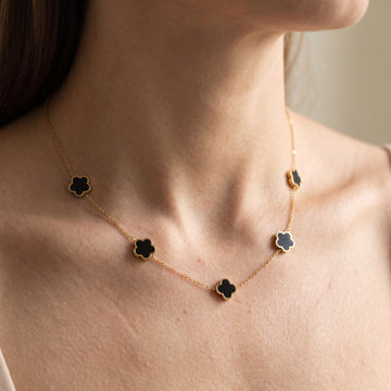 Elise – Ensemble de collier et bracelet Trèfle élégant