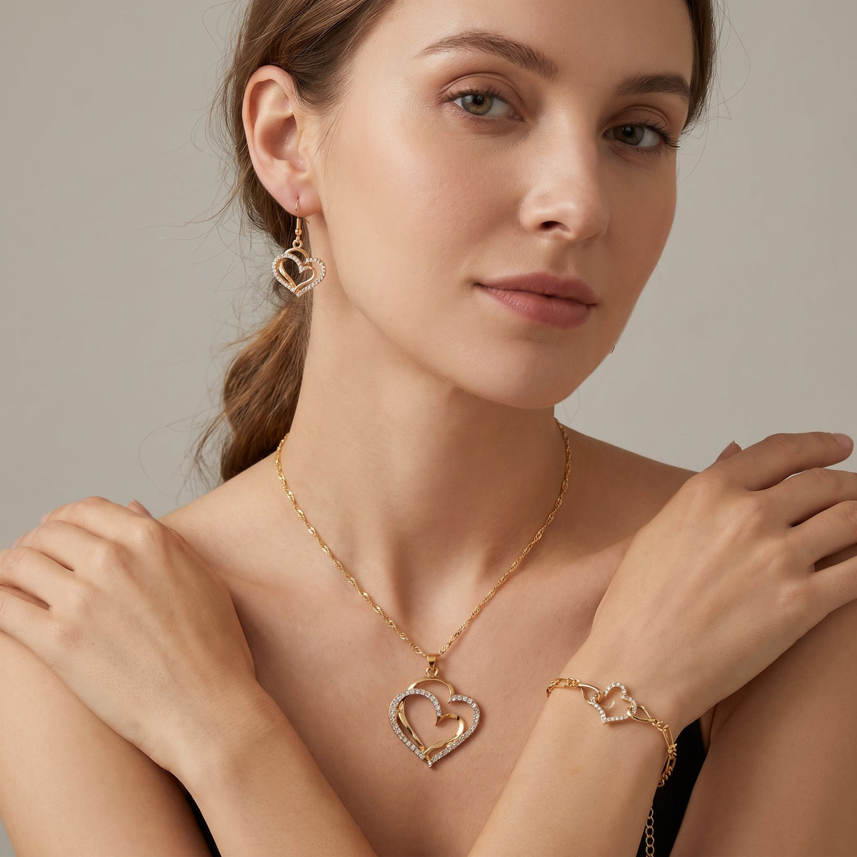 Celia – Ensemble Collier & Boucles d'oreilles Romantique en Or