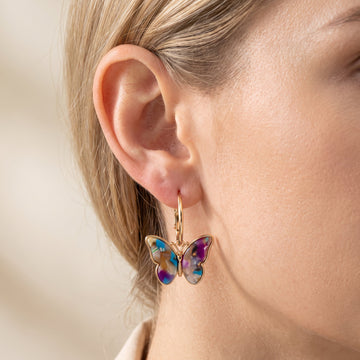 Maribelle – Boucles d'oreilles Papillon avec émail et cristaux