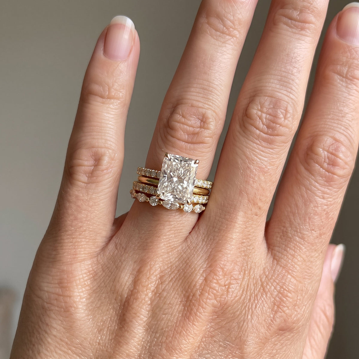 Jaily – Ensemble de 3 bagues de mariage en or 18K