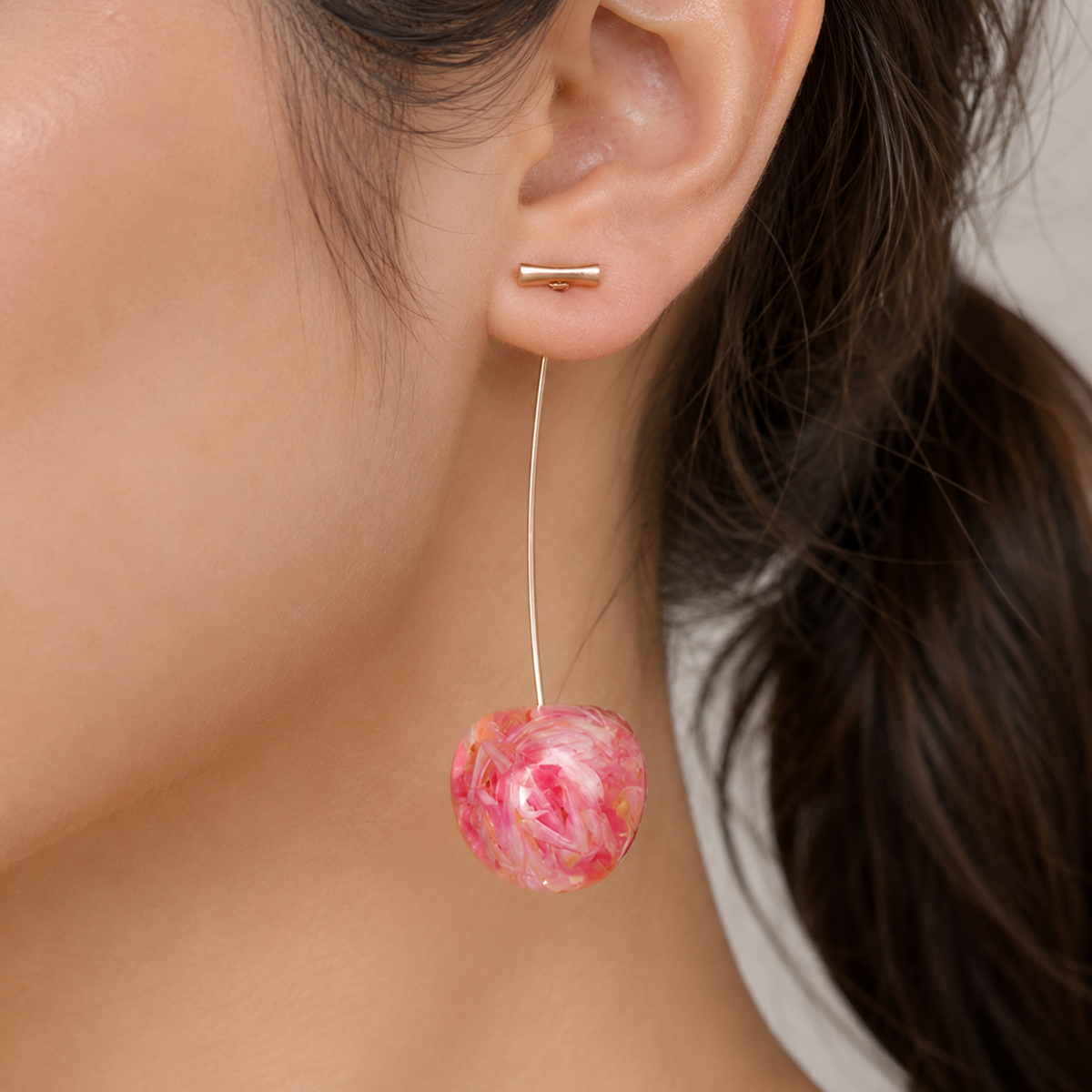 Cerise sèche - Boucles d'oreilles longues en cerise