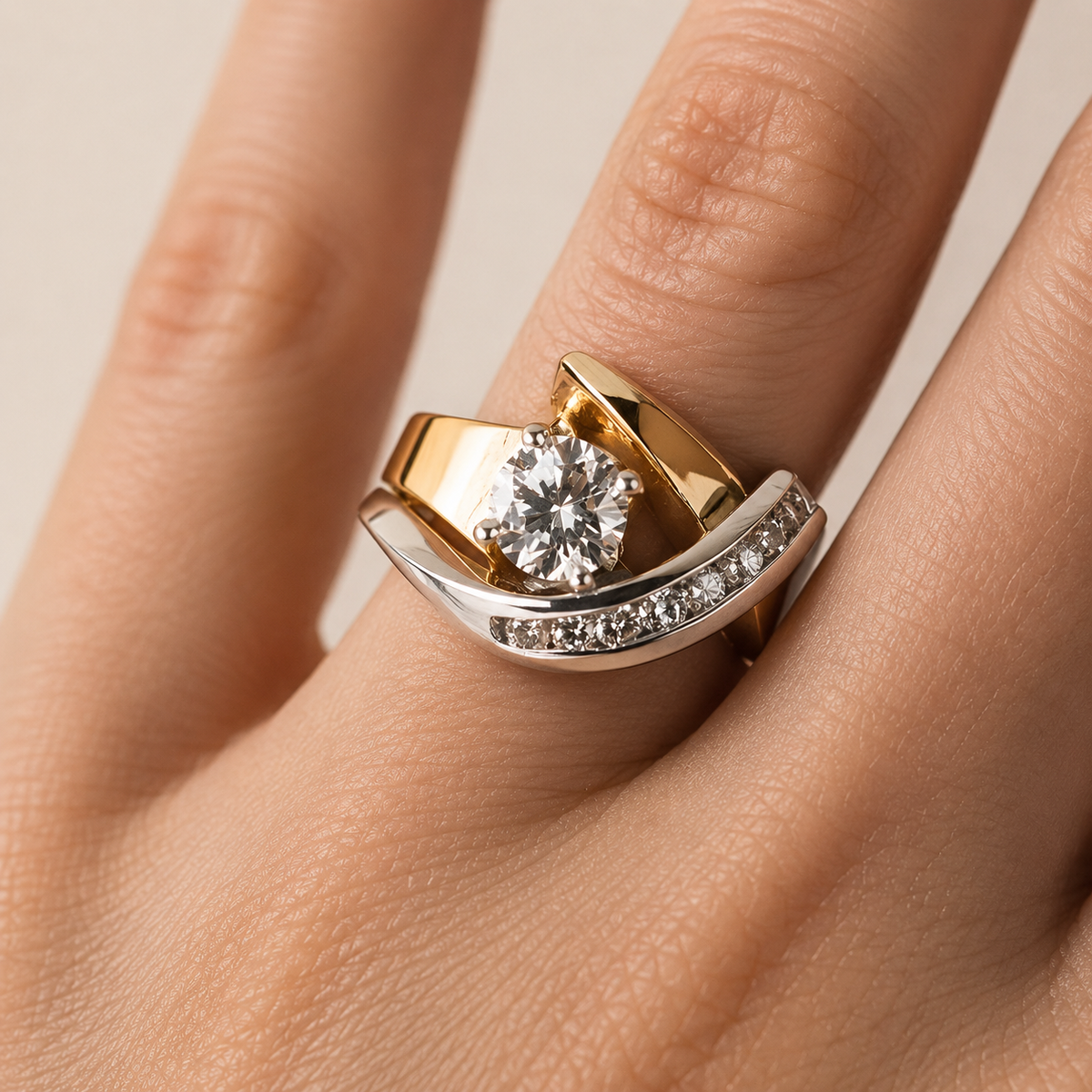Sylira – Bague de signature en or et argent avec zircon