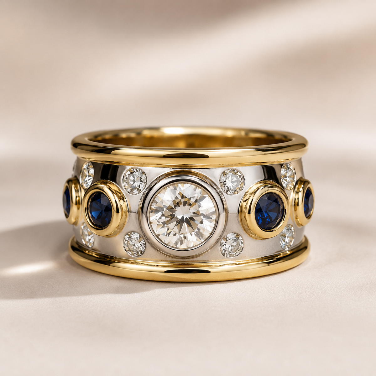 Sierra – Bague dorée vintage avec zircon serti