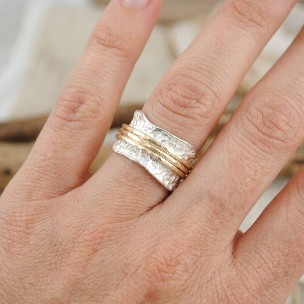 Bianca - Bague rotative intemporelle en or et argent