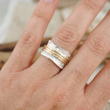 Bianca - Bague rotative intemporelle en or et argent