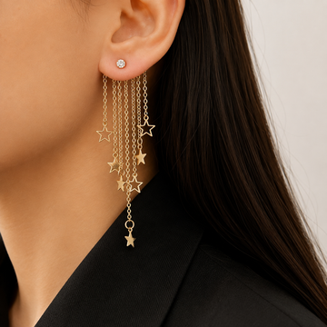 Valerie – Boucles d'oreilles pendantes en étoile avec franges