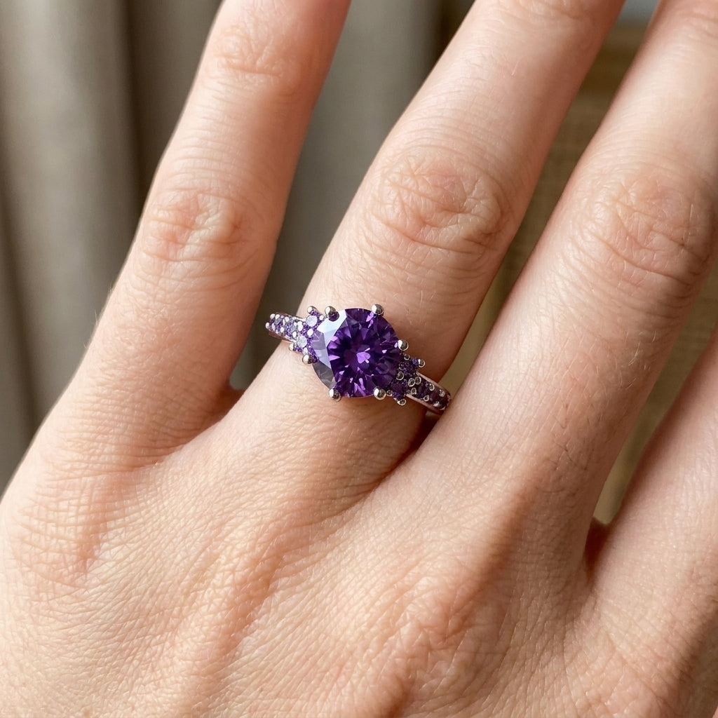 Coralie – Bague d'améthyste violette