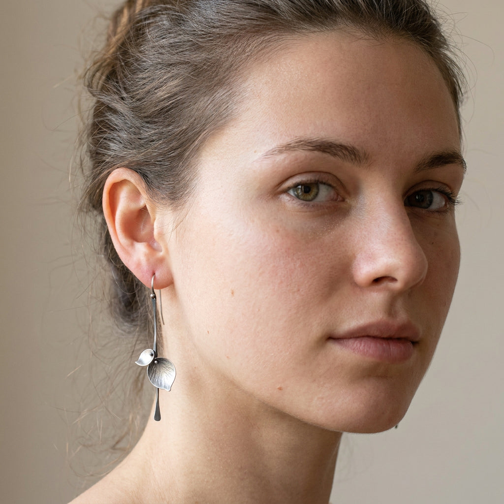 Alira – Boucles d'oreilles en feuille vintage en argent