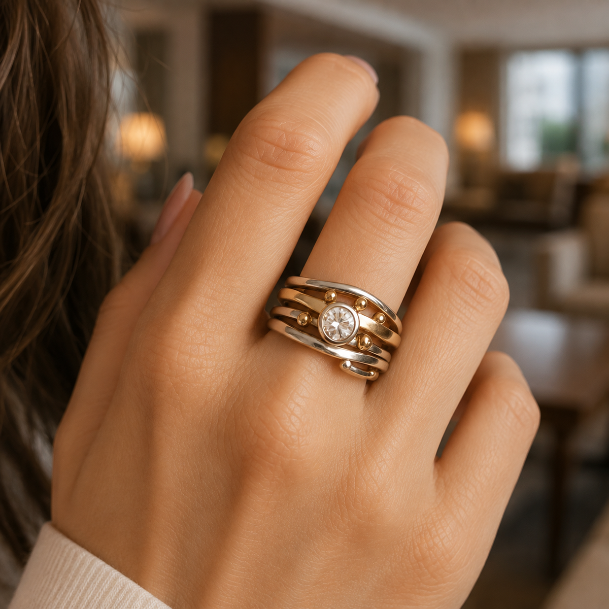 Rhian – Bague vintage en or avec zirconium serti