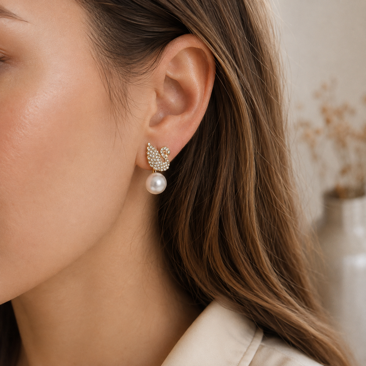 Boucles d'oreilles en perle Schwan