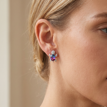 Talia – Boucles d'Oreilles de Tortue Marine en Argent et Zircons