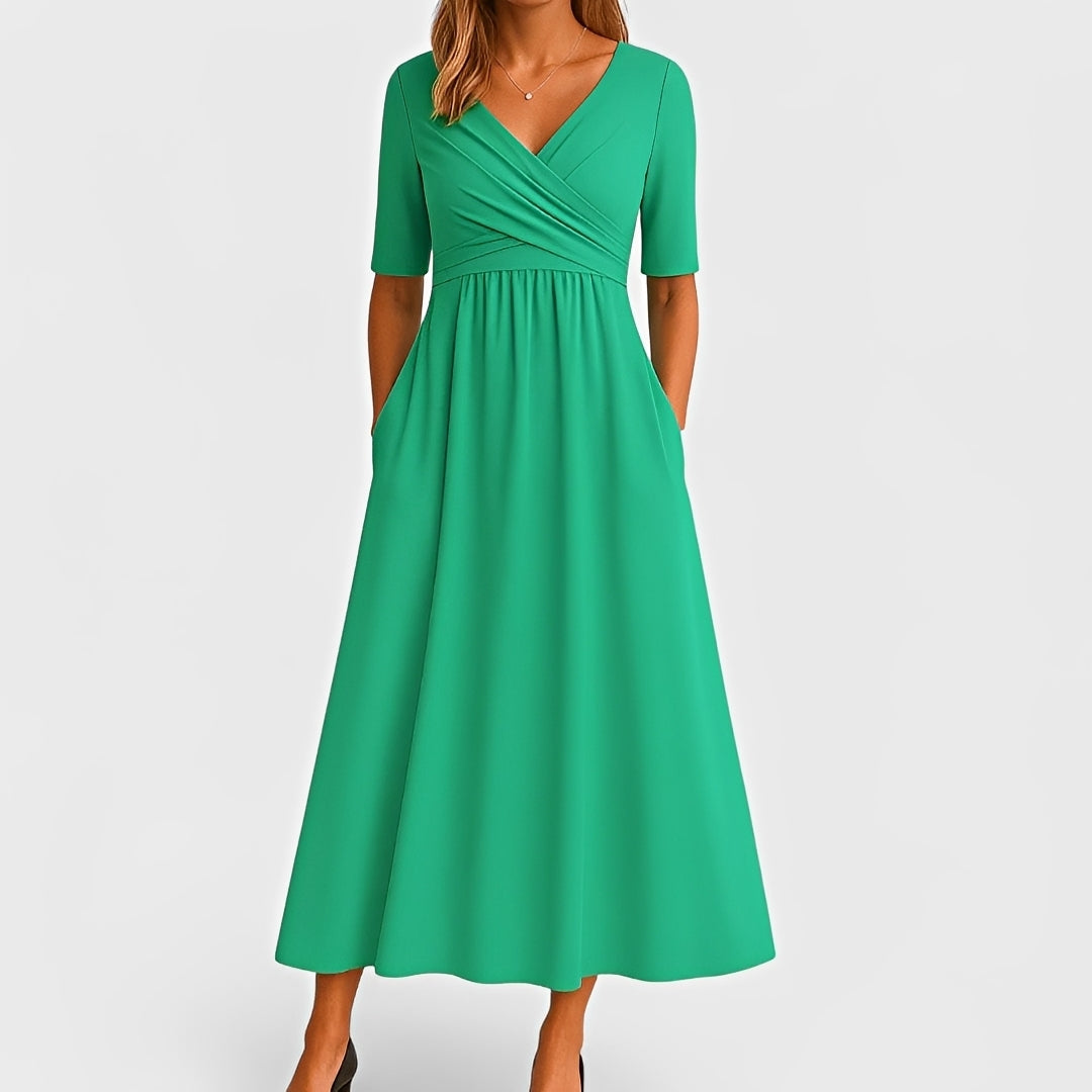 Piper - Robe Midi à Manches Courtes