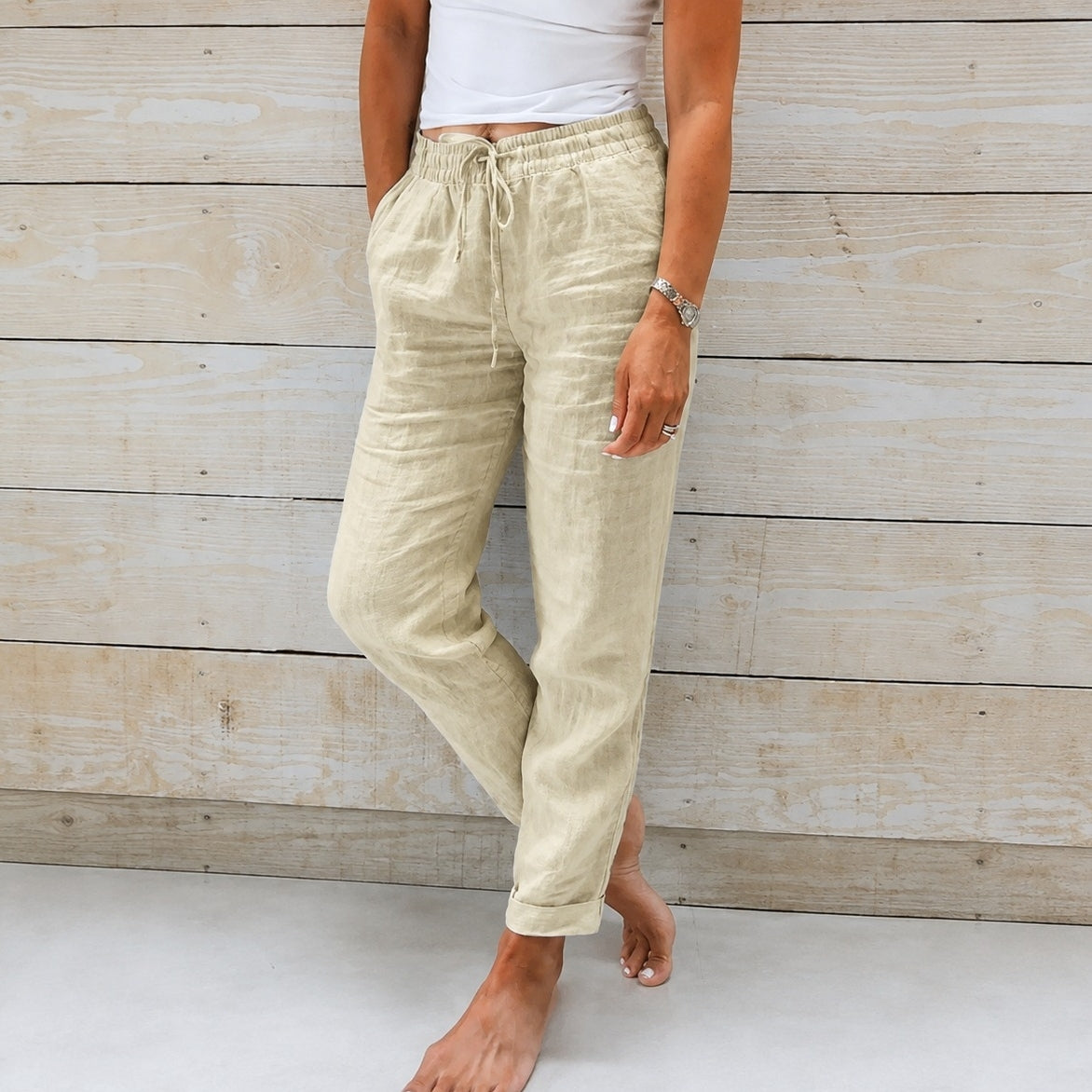 Stacy - Pantalon décontracté pour femme en tissu léger