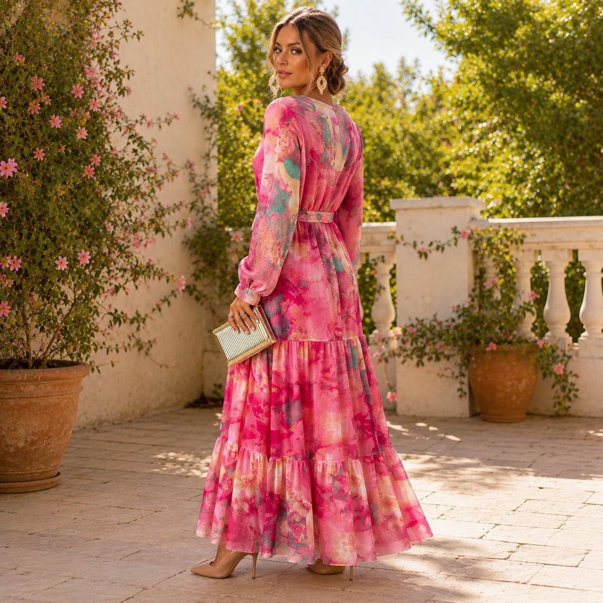 Carroll - Robe à Fleurs à Manches Longues