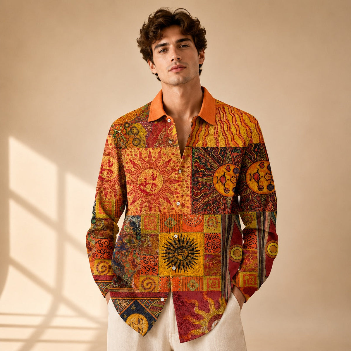 Neil - Chemise Artistique Imprimée à Manches Longues