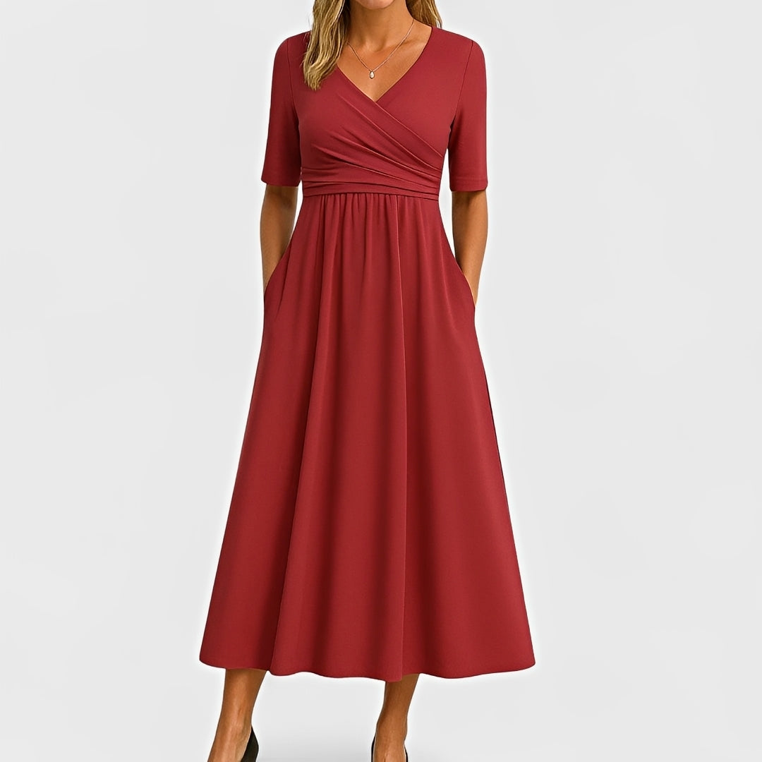Piper - Robe Midi à Manches Courtes