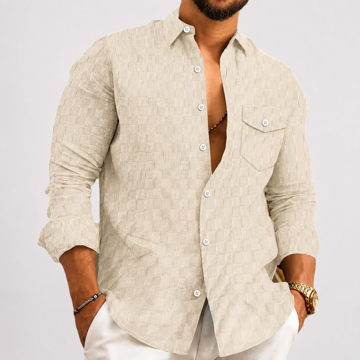 Walter - Chemise à Carreaux à Manches Longues Stylée