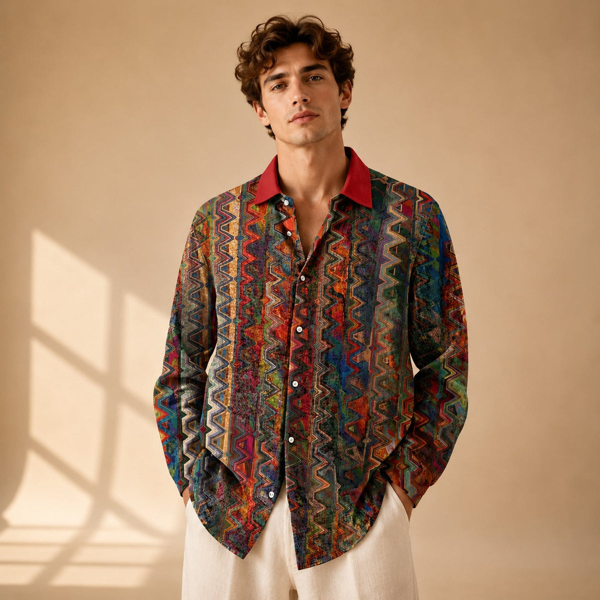 Neil - Chemise Artistique Imprimée à Manches Longues