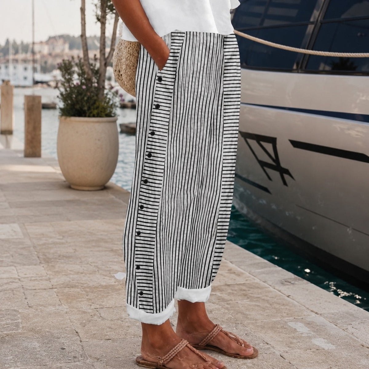 Rachael - Pantalon Relax avec Poches Latérales