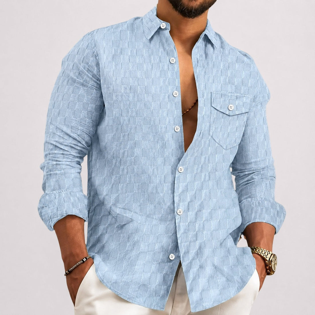 Walter - Chemise à Carreaux à Manches Longues Stylée