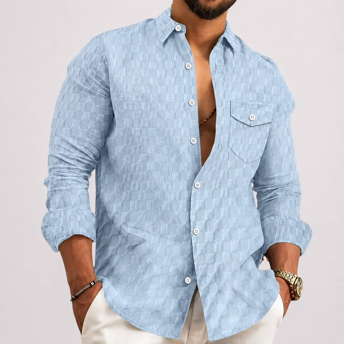 Walter - Chemise à Carreaux à Manches Longues Stylée