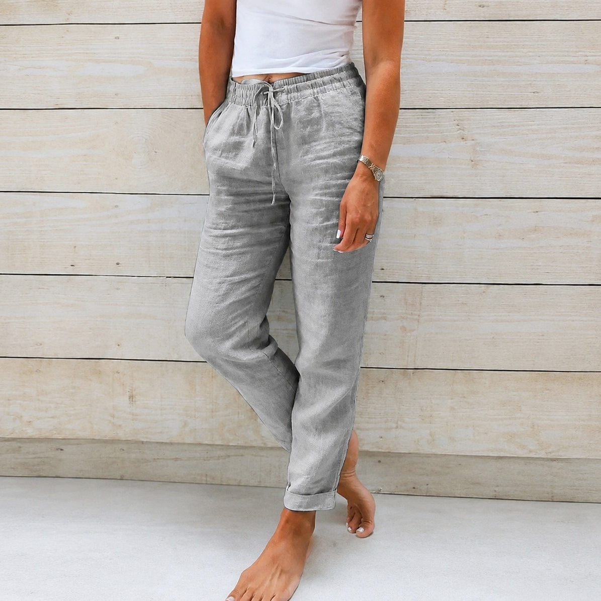 Stacy - Pantalon décontracté pour femme en tissu léger