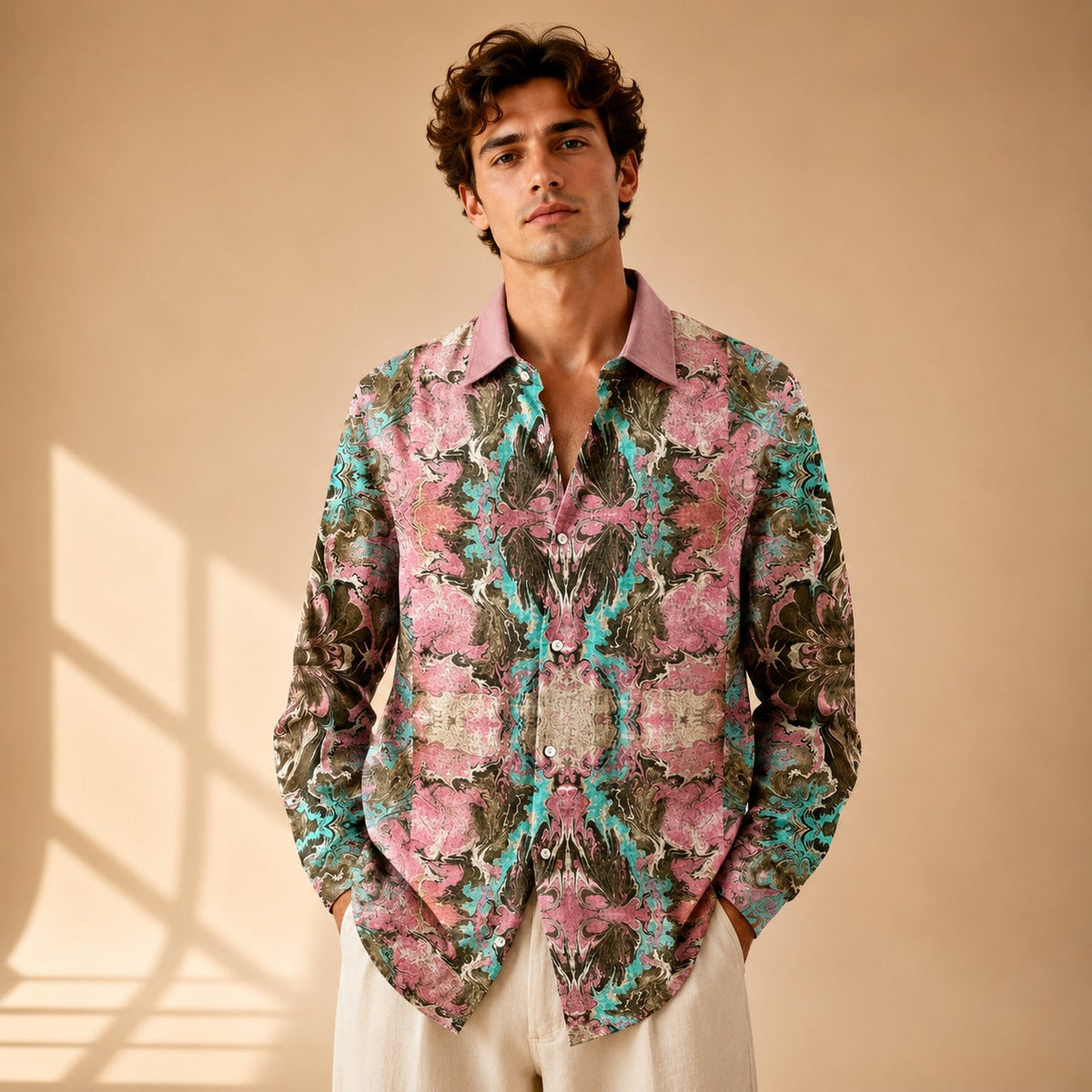 Neil - Chemise Artistique Imprimée à Manches Longues