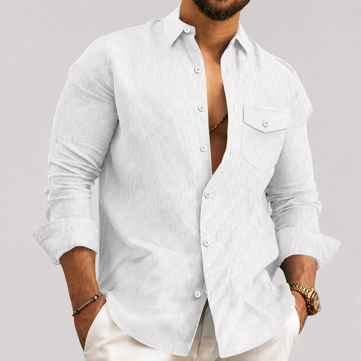 Walter - Chemise à Carreaux à Manches Longues Stylée