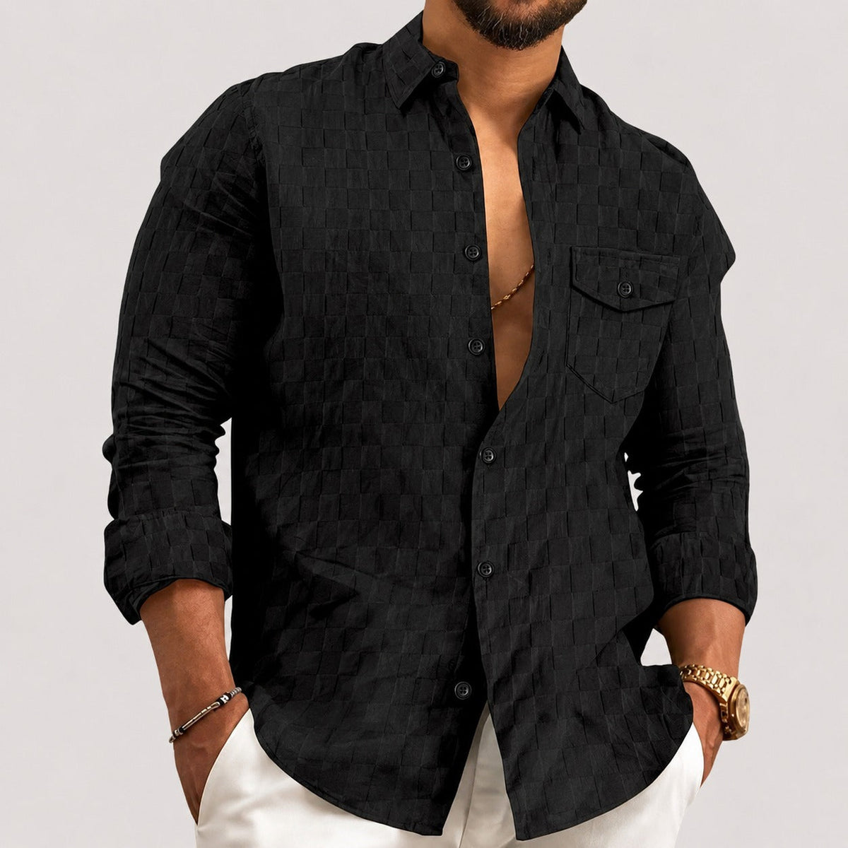 Walter - Chemise à Carreaux à Manches Longues Stylée