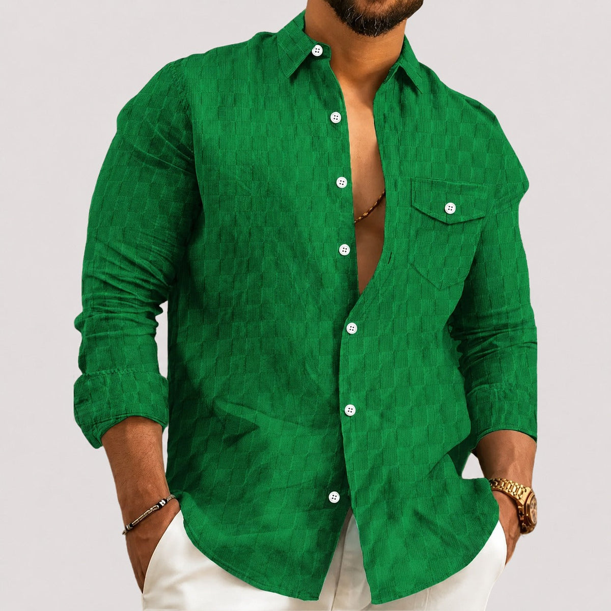 Walter - Chemise à Carreaux à Manches Longues Stylée