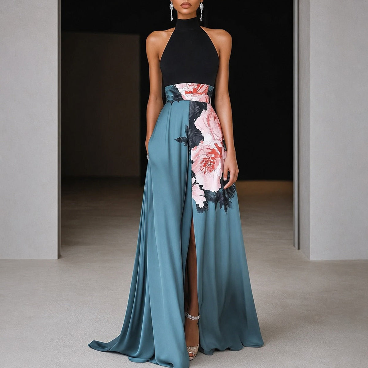 Annie - Robe Maxi à Fleurs Sans Manches