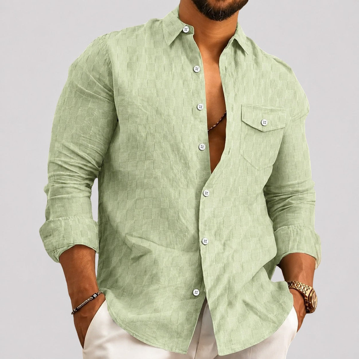 Walter - Chemise à Carreaux à Manches Longues Stylée
