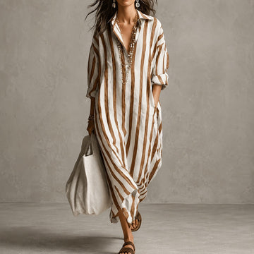 Elysia - Robe Chemise Longue à Manches Longues