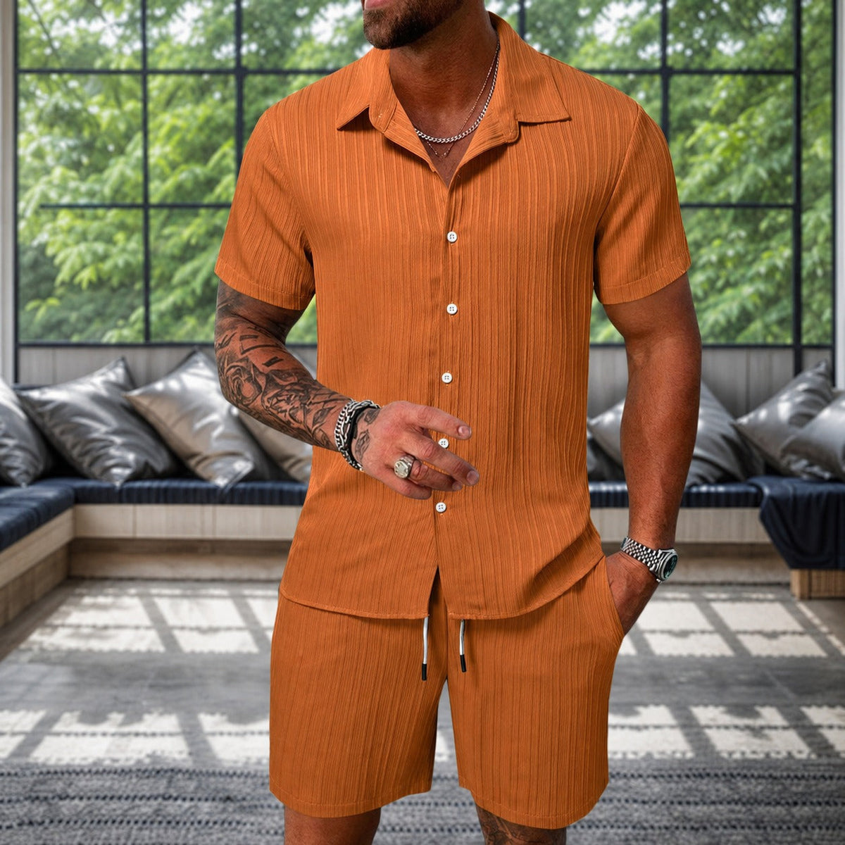 Albie - Ensemble Chemise Texturée Décontractée