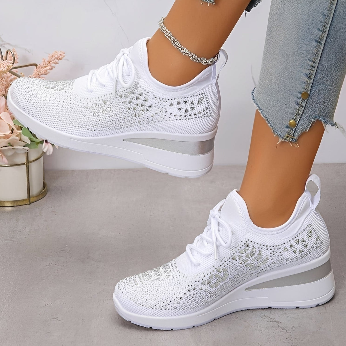 Elodie - Baskets Confortables et Élégantes avec Détails en Strass