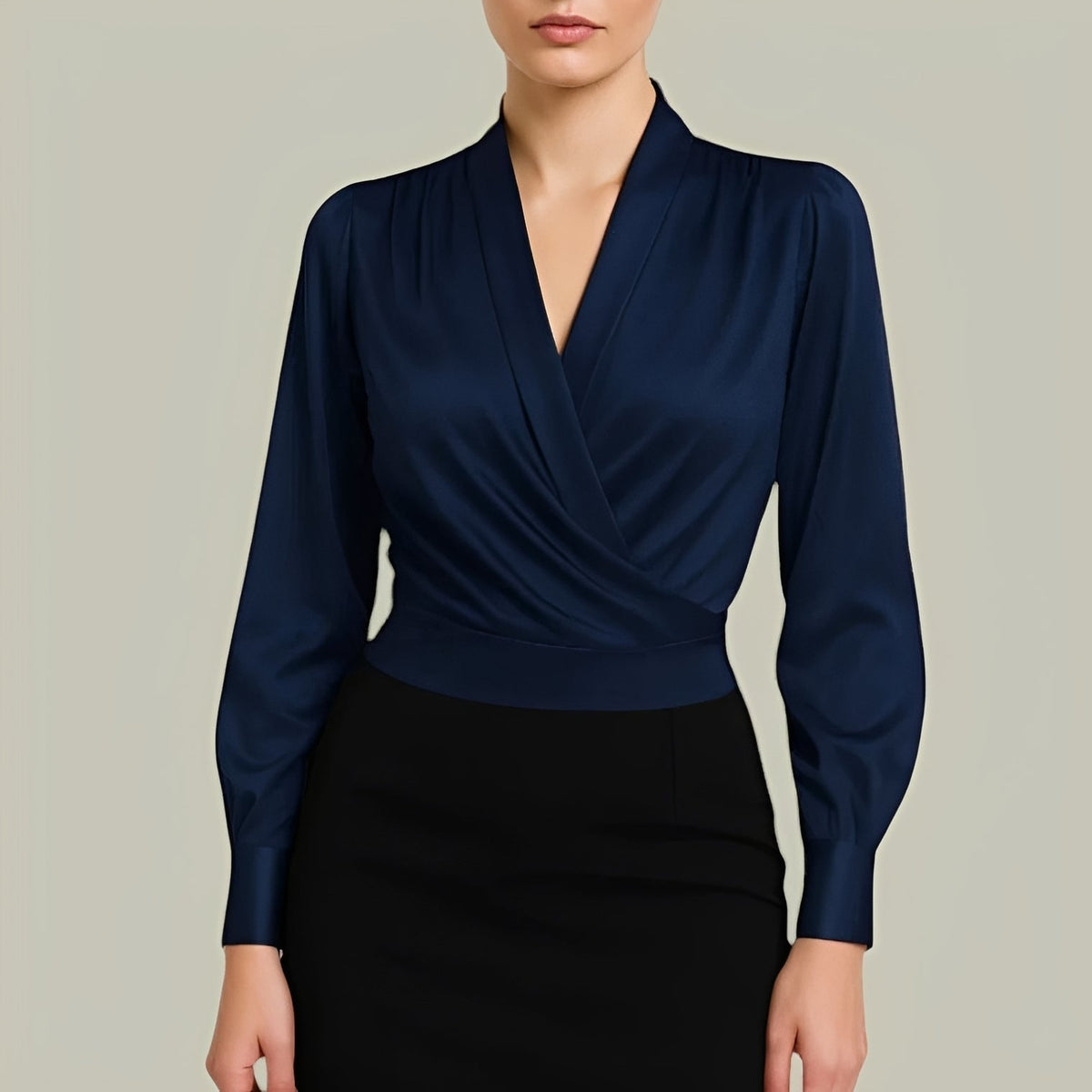 Livia - Blouse Élégante à Manches Longues et Portefeuille